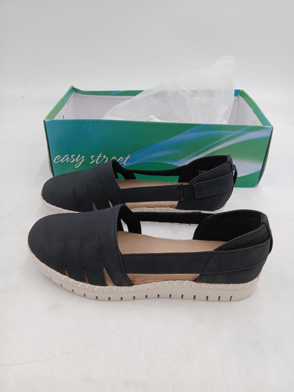 Easy Street Bugsy Shoes Womens Size 6 Black Slingback Flats Casual Comfort